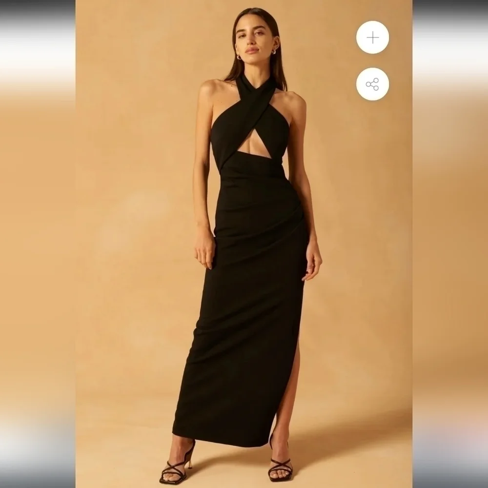 Revolve MISHA Atta Cutout Crepe Gown in black size 2 - Picture 6 of 11